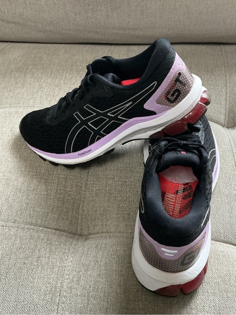 ASICS GT-1000 9 Women’s Size 7 Black Purple Running Shoes 1012A651 Athletic - Picture 5 of 16